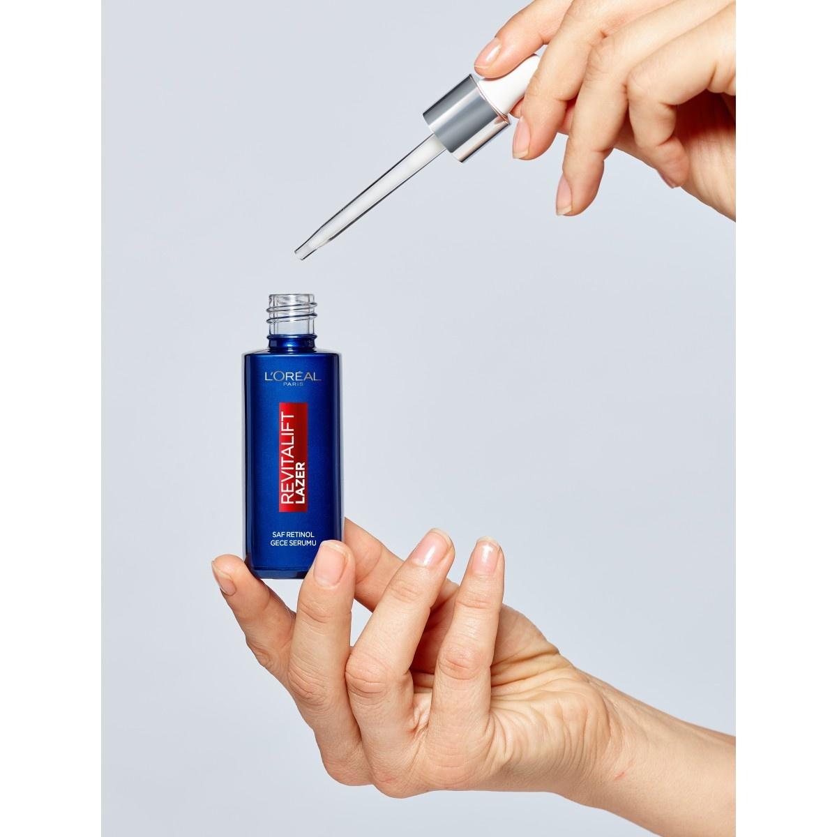 L'Oreal Revitalift face serum bottle, blue glass with red label and dropper on Tampa Home & Garden Store