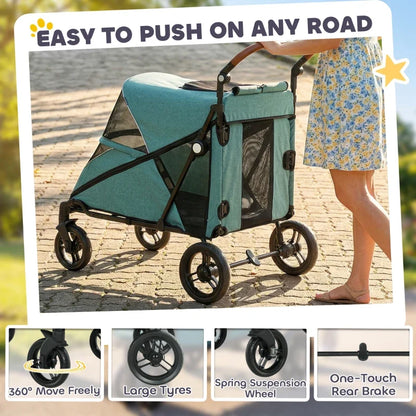 Dog Stroller for large dogs up to 66 lbs with all-terrain suspension and 8-position handle on Tampa Home & Garden Store