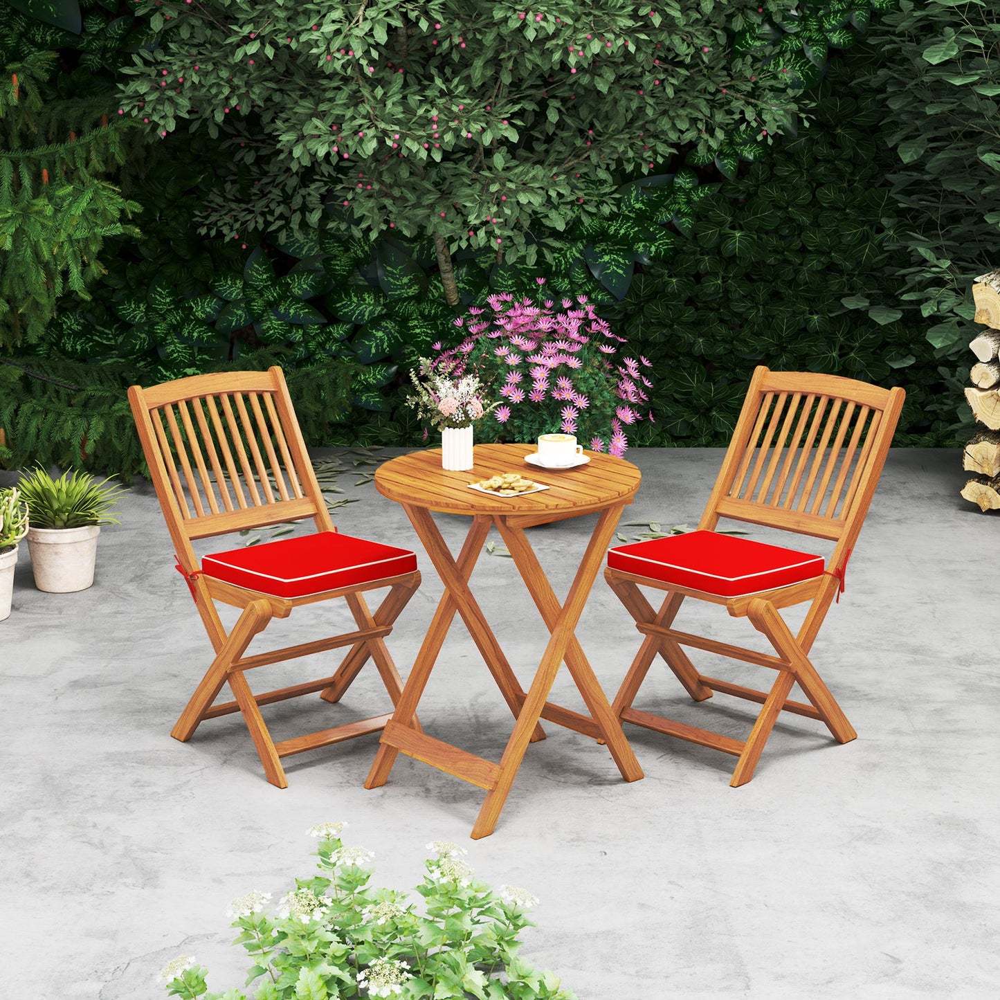 Outdoor Folding Chairs with Seat Cushions Set of 2 - Tampa Home & Garden Store