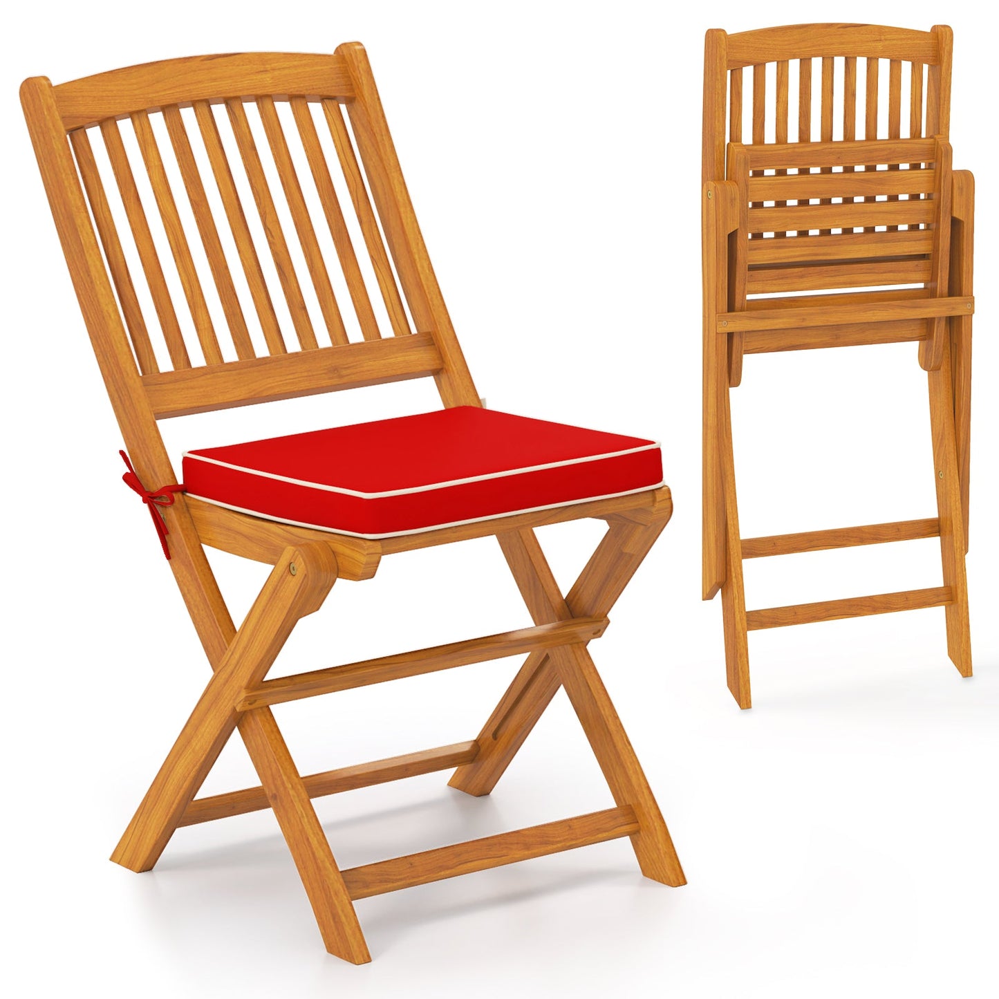 Outdoor Folding Chairs with Seat Cushions Set of 2 - Tampa Home & Garden Store