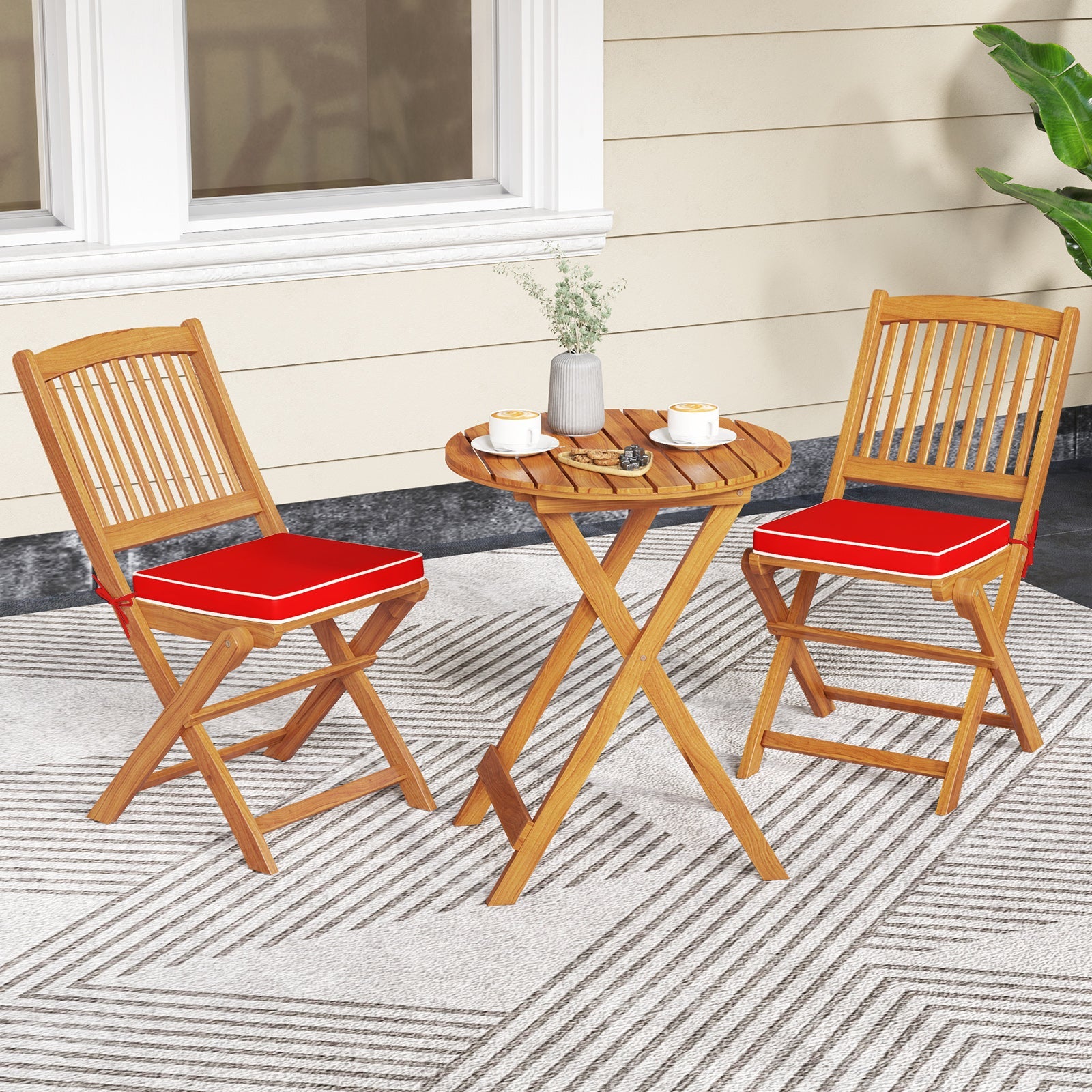 Outdoor Folding Chairs with Seat Cushions Set of 2 - Tampa Home & Garden Store