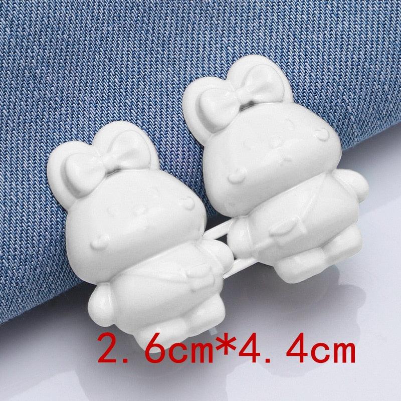 Bear-shaped white plastic jean button extenders, 2 pcs, adjustable waist 2.6cmx4.4cm Stevvex on Tampa Home & Garden Store