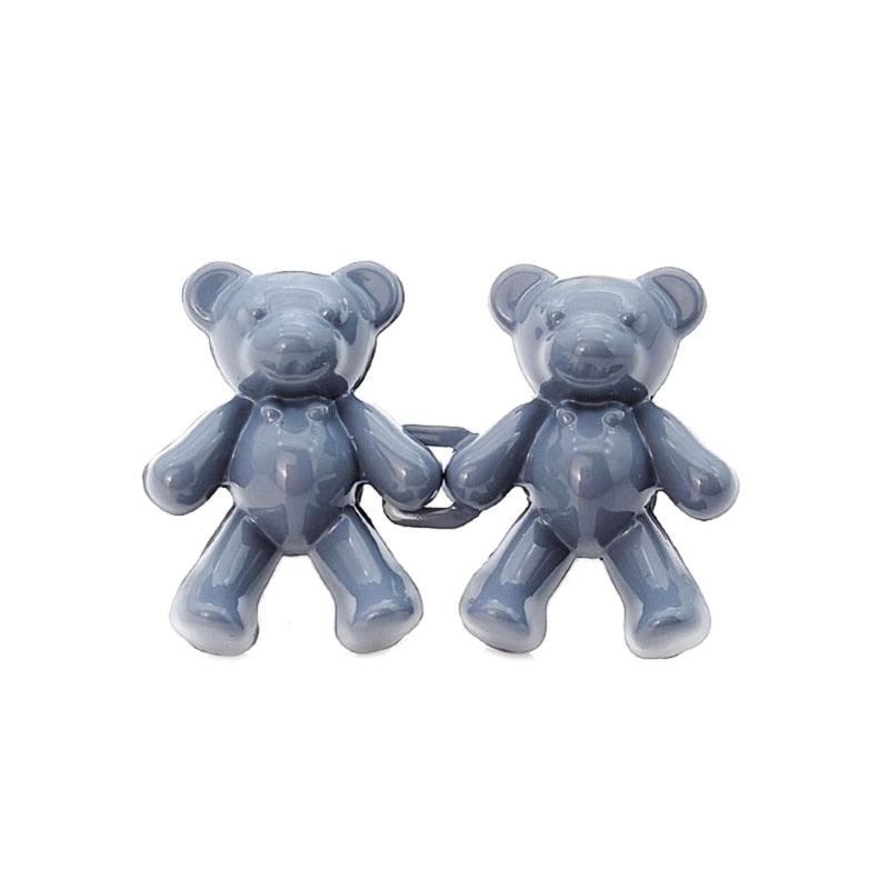 Bear shaped jean button extender pair, blue-gray linked plastic bears on Tampa Home & Garden Store