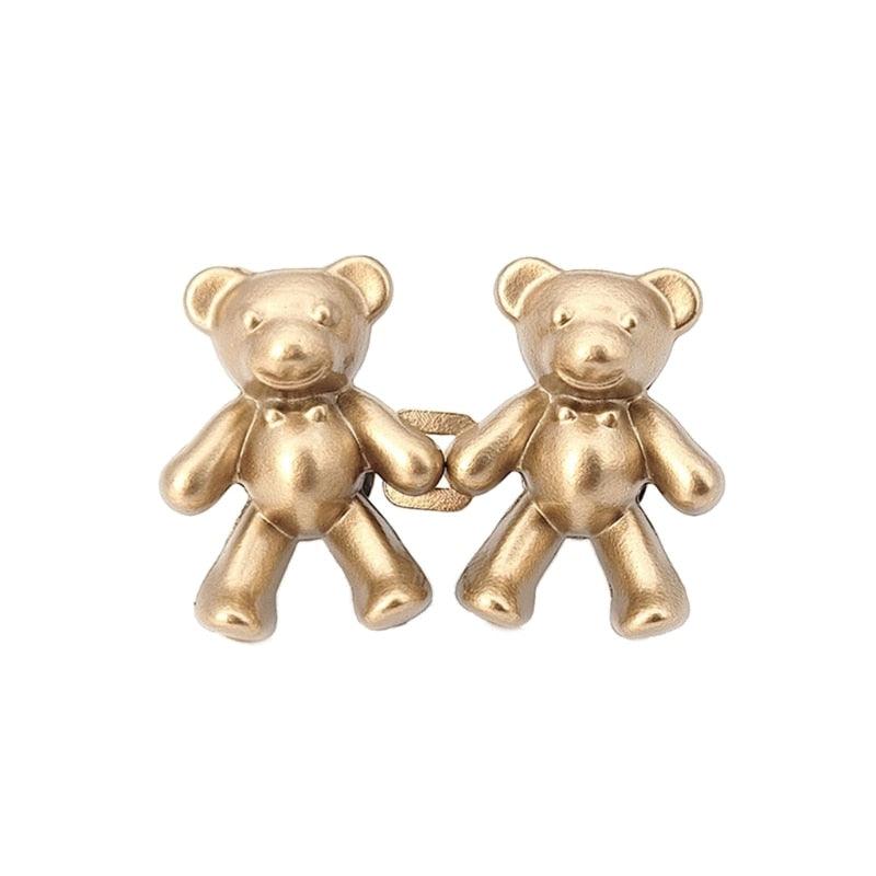 Bear-shaped gold jean button extenders, 2pc linked pair for adjustable waist on Tampa Home & Garden Store