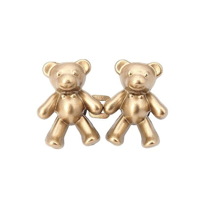 Bear-shaped gold jean button extenders, 2pc linked pair for adjustable waist on Tampa Home & Garden Store