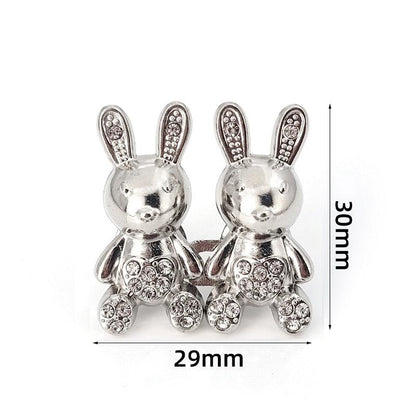 Bear shaped rhinestone metal jeans clips pair, adjustable waist buckles, 2pcs on Tampa Home & Garden Store
