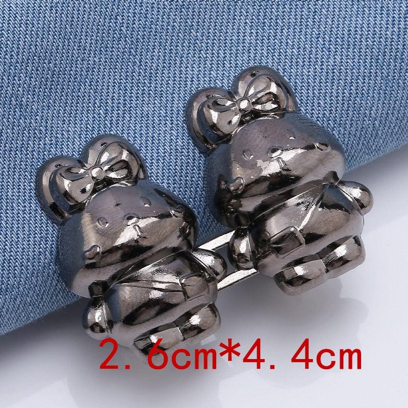 Bear-shaped metal jean button extenders, 2 pcs, gunmetal finish, size 2.6cm by 4.4cm, Stevvex on Tampa Home & Garden Store