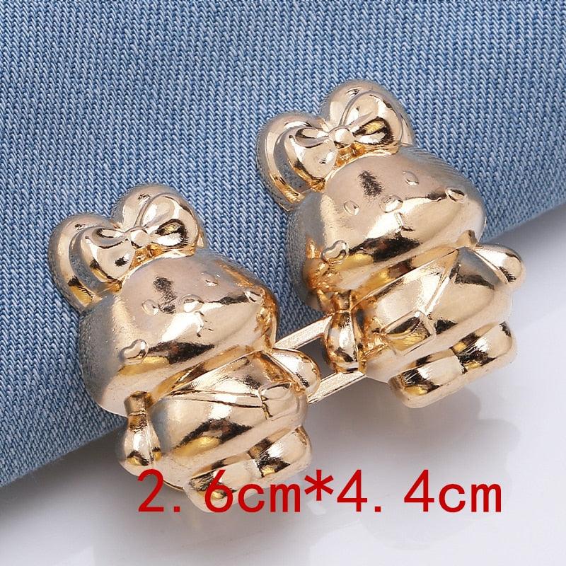 Stevvex bear-shaped gold jean button extenders, 2 pcs, adjustable waist snaps for pants on Tampa Home & Garden Store