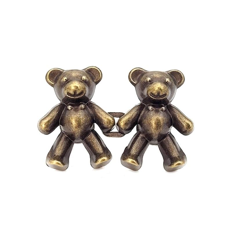 Bear shaped jean button extenders, 2 pcs, antique bronze finish with linked bears on Tampa Home & Garden Store