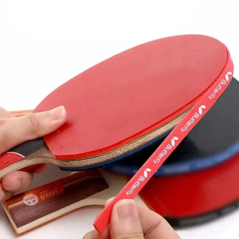 Red table tennis paddle edge tape sponge protector with Butterfly branding EstaliosFit gear on Tampa Home & Garden Store