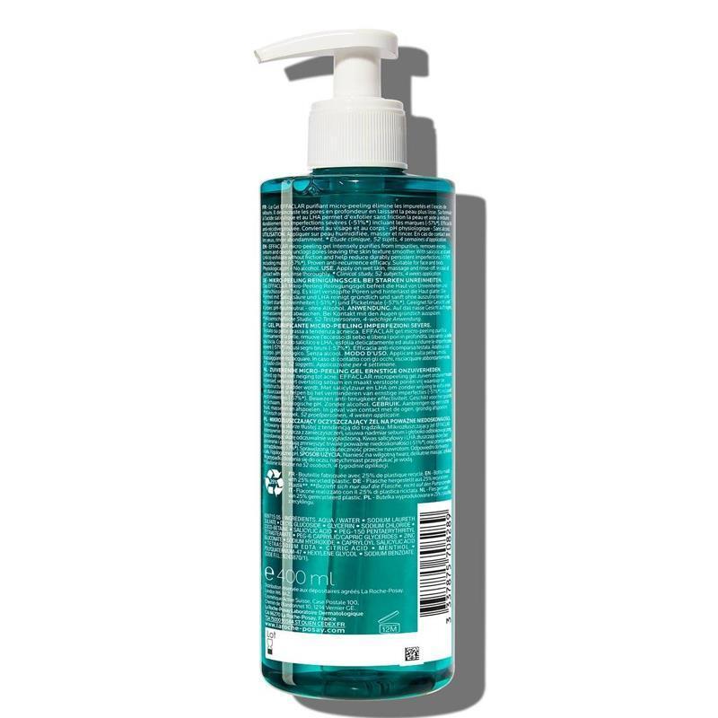 La Roche-Posay Effaclar Micro-Peeling facial cleanser teal 400ml bottle acne exfoliation on Tampa Home & Garden Store