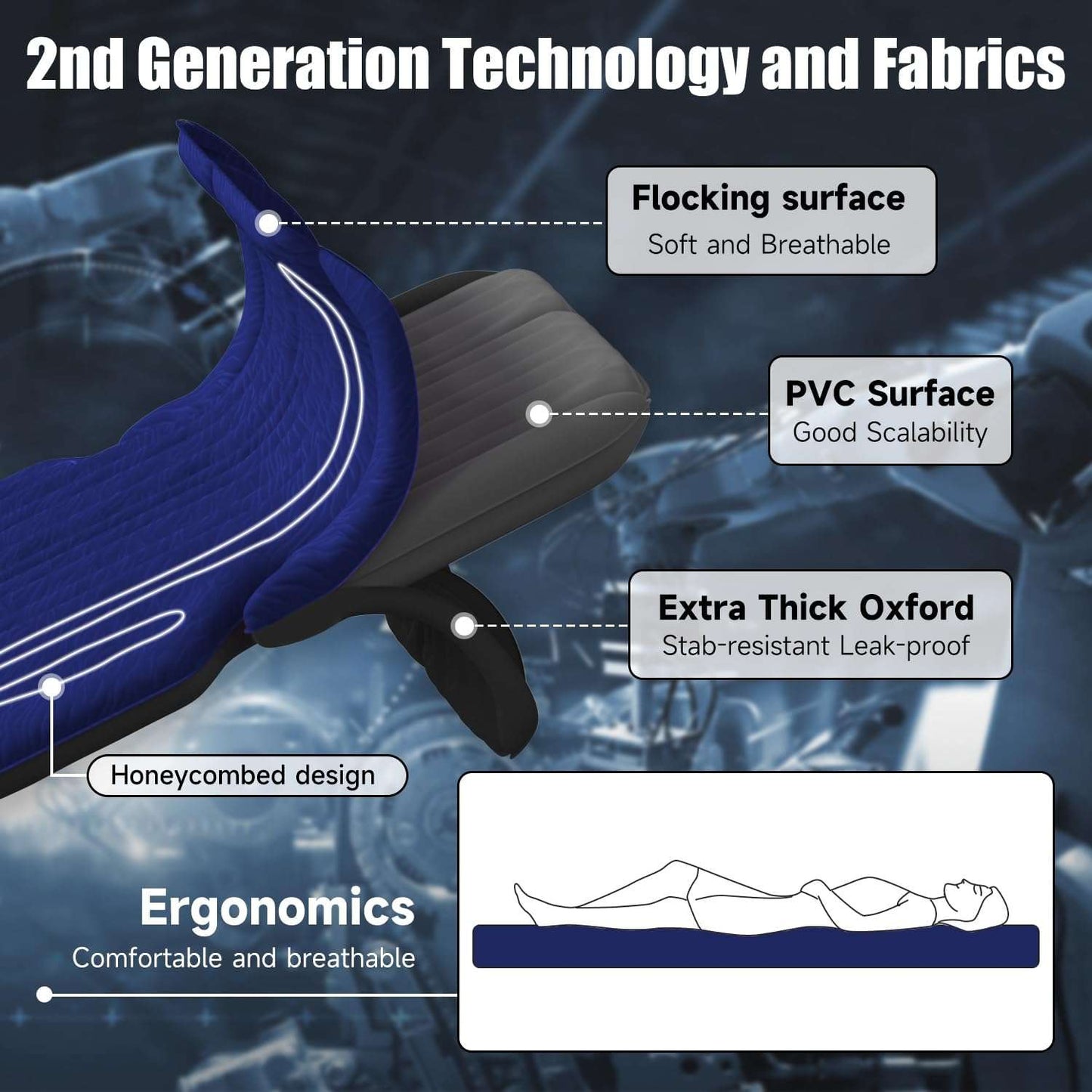 SUV air mattress navy by Dikasun Outdoor with upgraded flocking and Oxford surface on Tampa Home & Garden Store