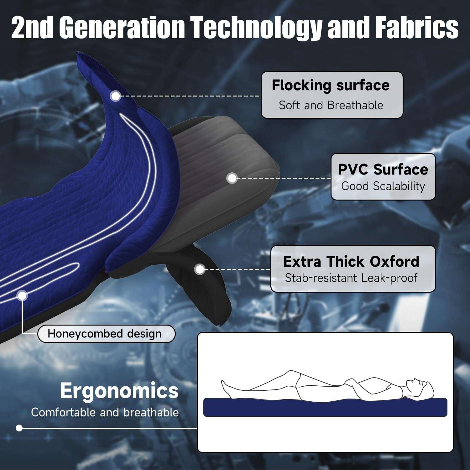 SUV air mattress navy by Dikasun Outdoor with upgraded flocking and Oxford surface on Tampa Home & Garden Store