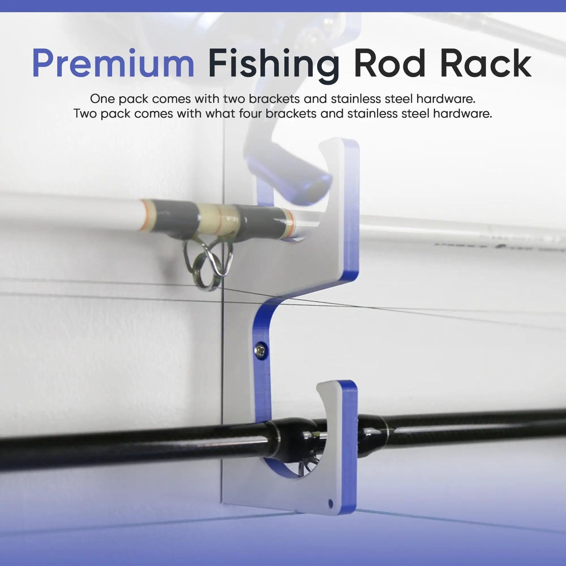Wall or Ceiling Mount Fishing Rod Racks for Garage