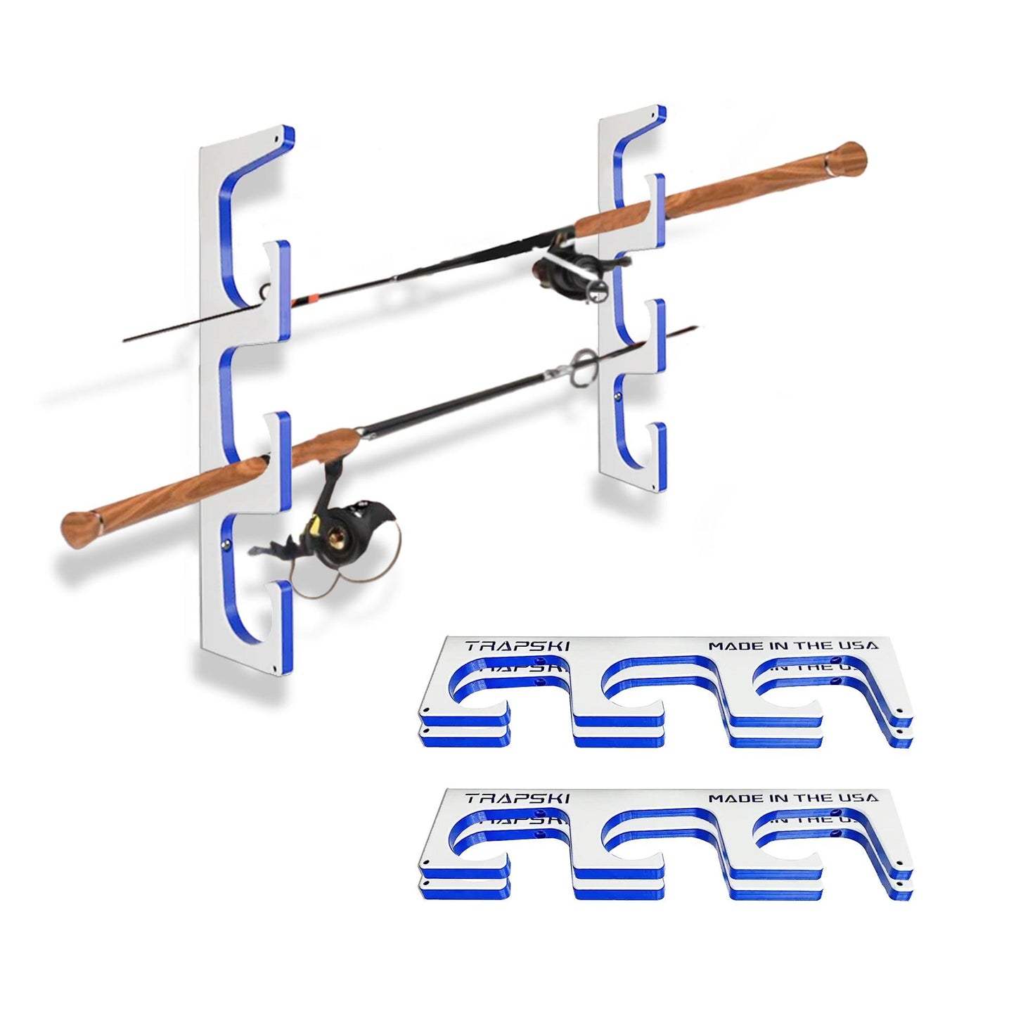 3, 4, 6+ Fishing Rod Racks Wall or Ceiling Mount Fishing Pole Storage Rack - Tampa Home & Garden Store