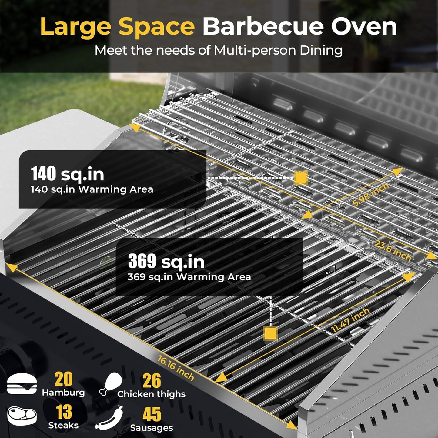 Parrillas de gas propano de 3 y 4 quemadores con quemadores laterales para cocinar al aire libre, barbacoas, patios y campamentos. 