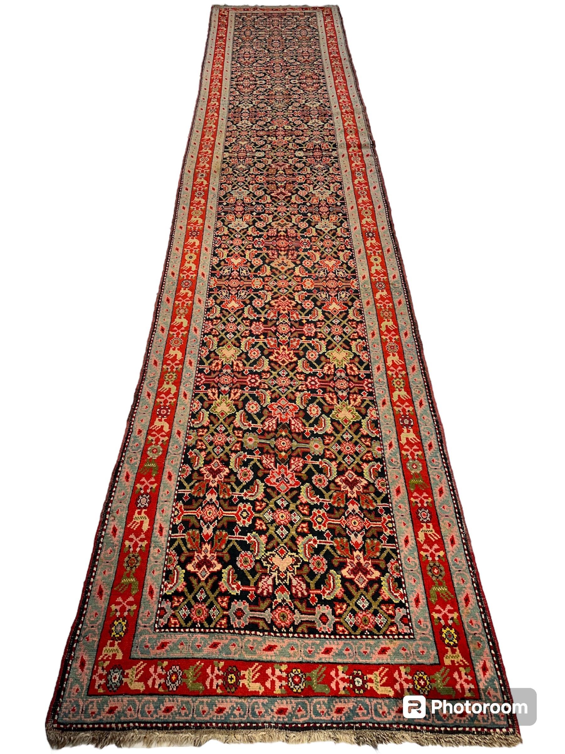 3’4” x 17’ Karabkah Antique Caucasian Wool on Wool Runner - Tampa Home & Garden Store