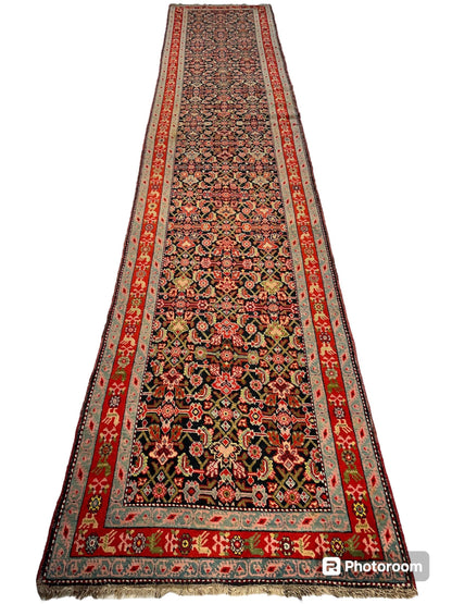 3’4” x 17’ Karabkah Antique Caucasian Wool on Wool Runner - Tampa Home & Garden Store