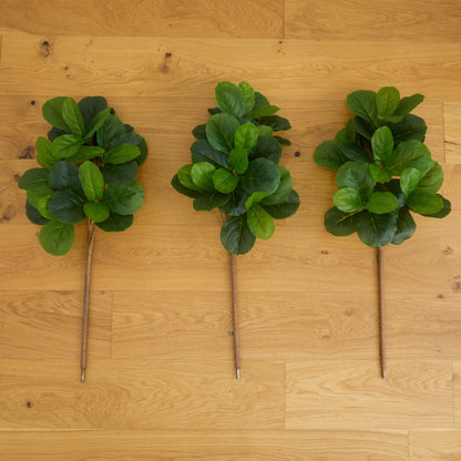 3.5’ Artificial Fiddle Leaf Fig Tree - Set of 3 (No Pot) - Tampa Home & Garden Store