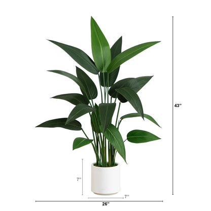 3.5'  Artificial Sky Bird Tree in White Decorative Planter - Tampa Home & Garden Store