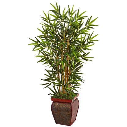 3.5’ Bamboo Tree in Wooden Decorative Planter - Tampa Home & Garden Store