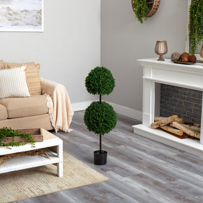 3.5’ Boxwood Double Ball Artificial Topiary Tree UV Resistant (Indoor/Outdoor) - Tampa Home & Garden Store