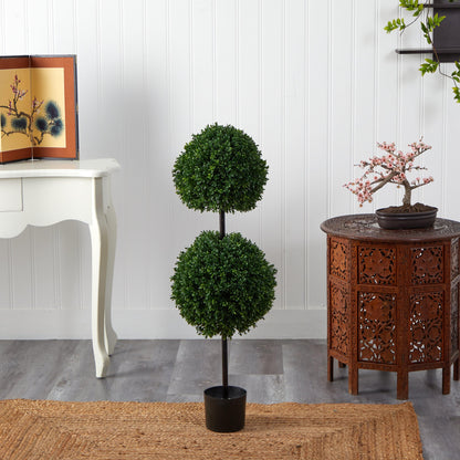 3.5’ Boxwood Double Ball Artificial Topiary Tree UV Resistant (Indoor/Outdoor) - Tampa Home & Garden Store
