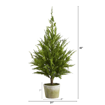 3.5’ Cedar Pine “Natural Look” Artificial Tree in Decorative Planter - Tampa Home & Garden Store