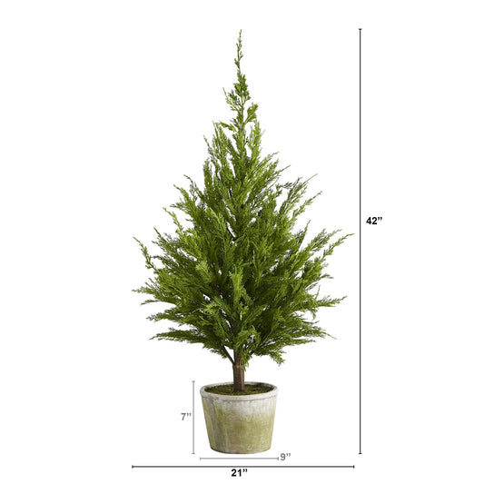 3.5’ Cedar Pine “Natural Look” Artificial Tree in Decorative Planter - Tampa Home & Garden Store