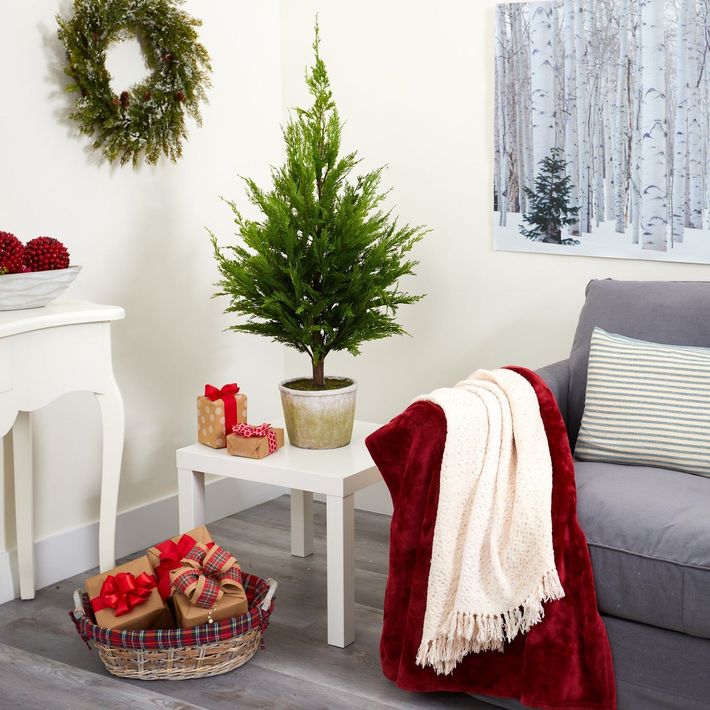 3.5’ Cedar Pine “Natural Look” Artificial Tree in Decorative Planter - Tampa Home & Garden Store