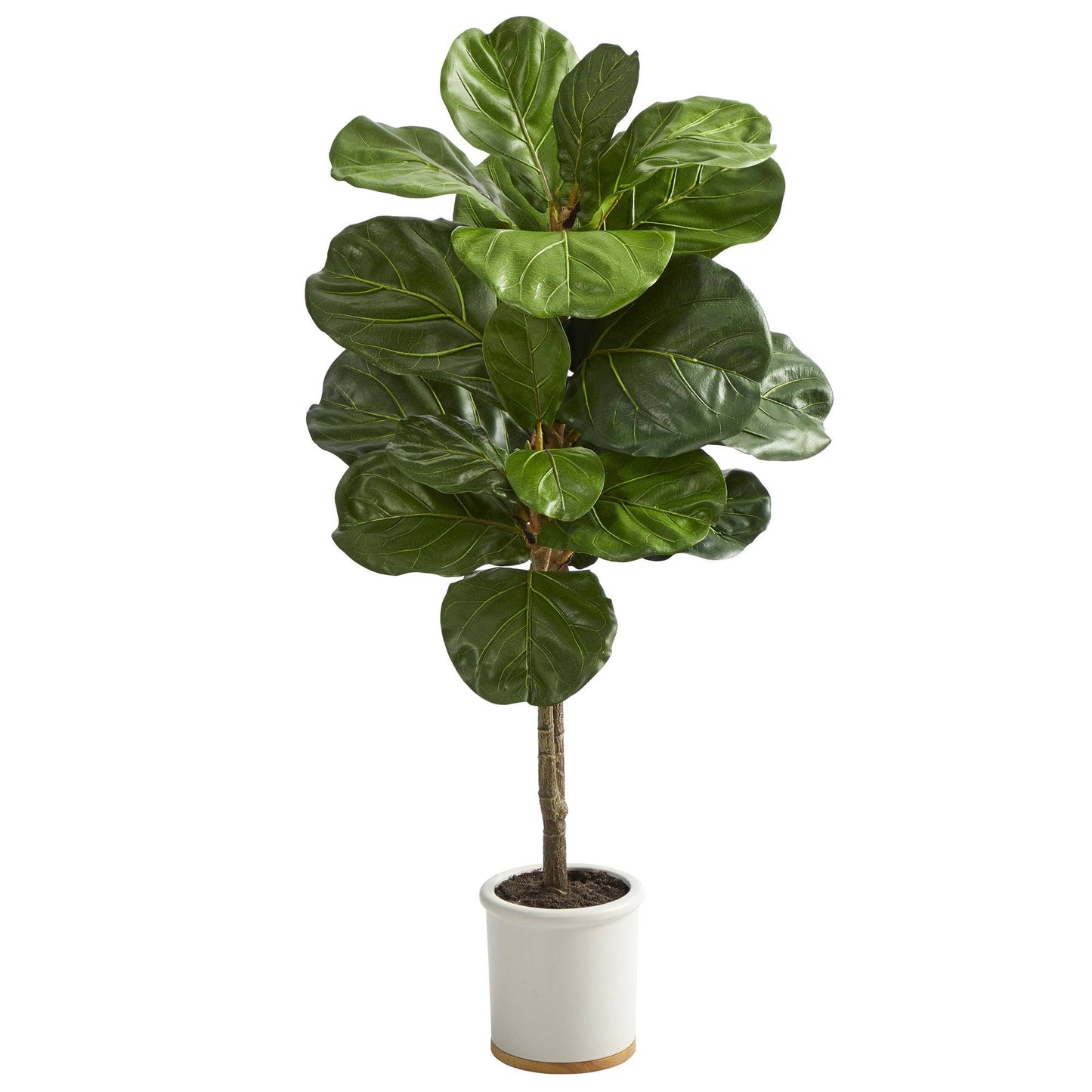 3.5’ Fiddle Leaf Artificial Tree in White Ceramic Planter - Tampa Home & Garden Store