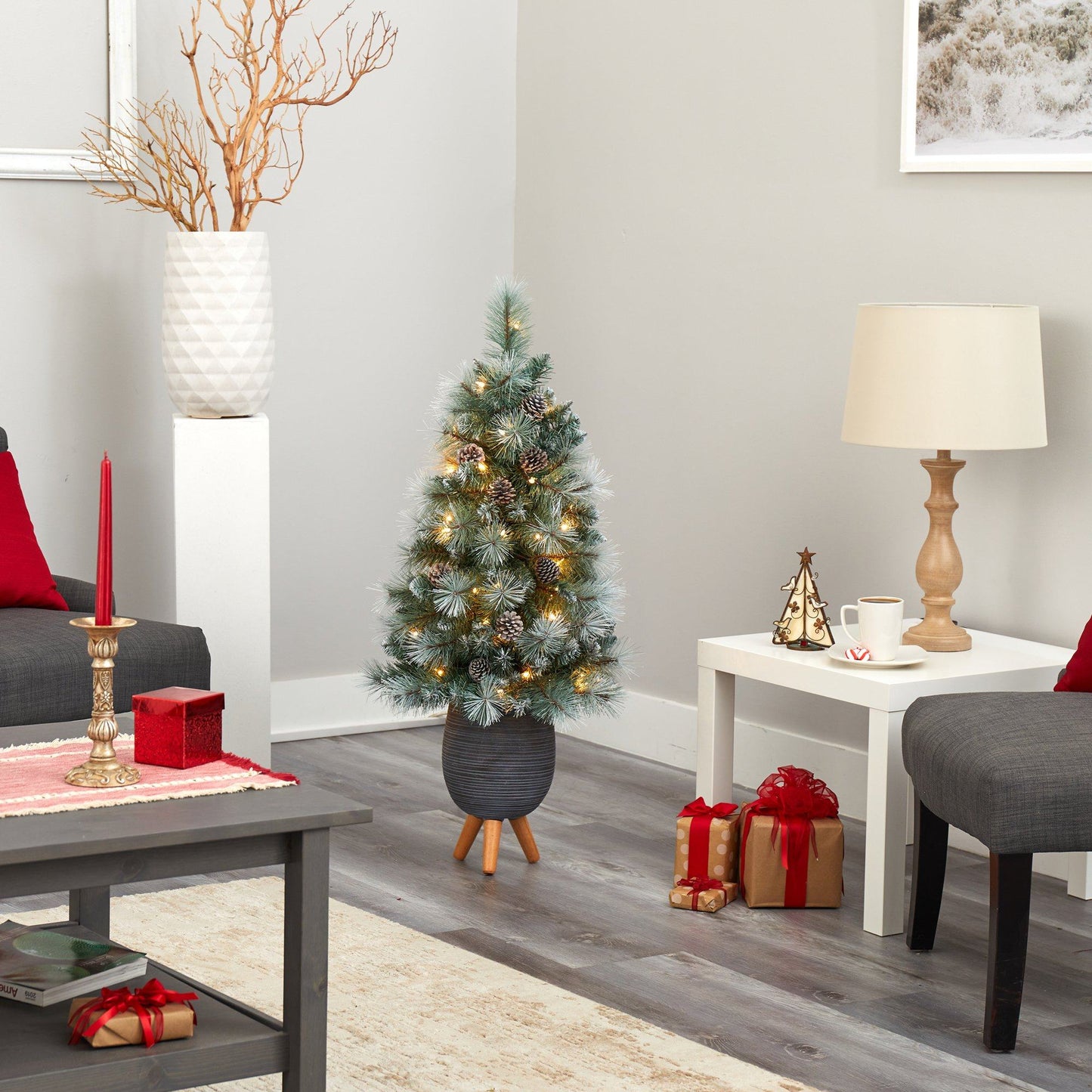 3.5’ Frosted Tip British Columbia Mountain Pine Artificial Christmas Tree - Tampa Home & Garden Store