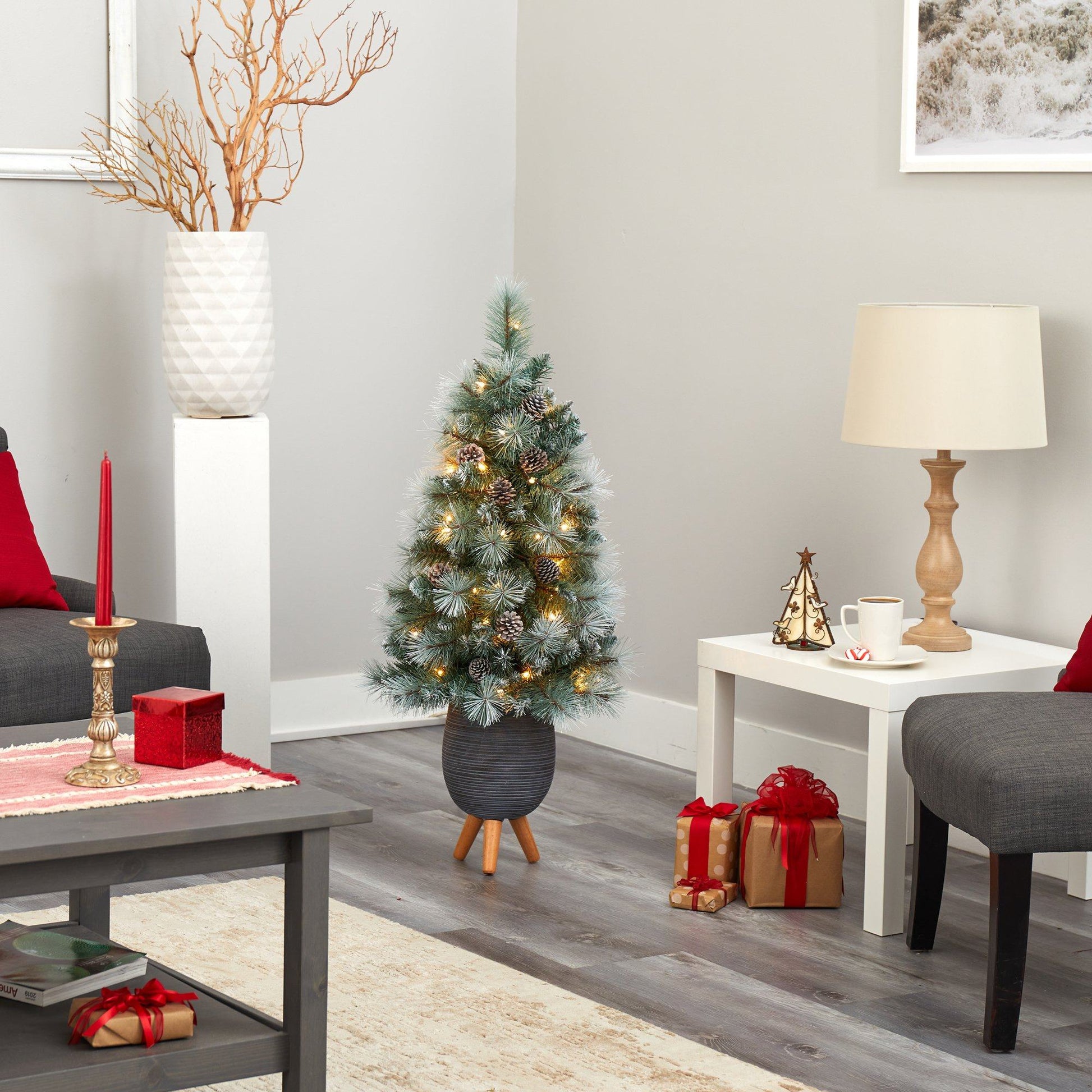 3.5’ Frosted Tip British Columbia Mountain Pine Artificial Christmas Tree - Tampa Home & Garden Store