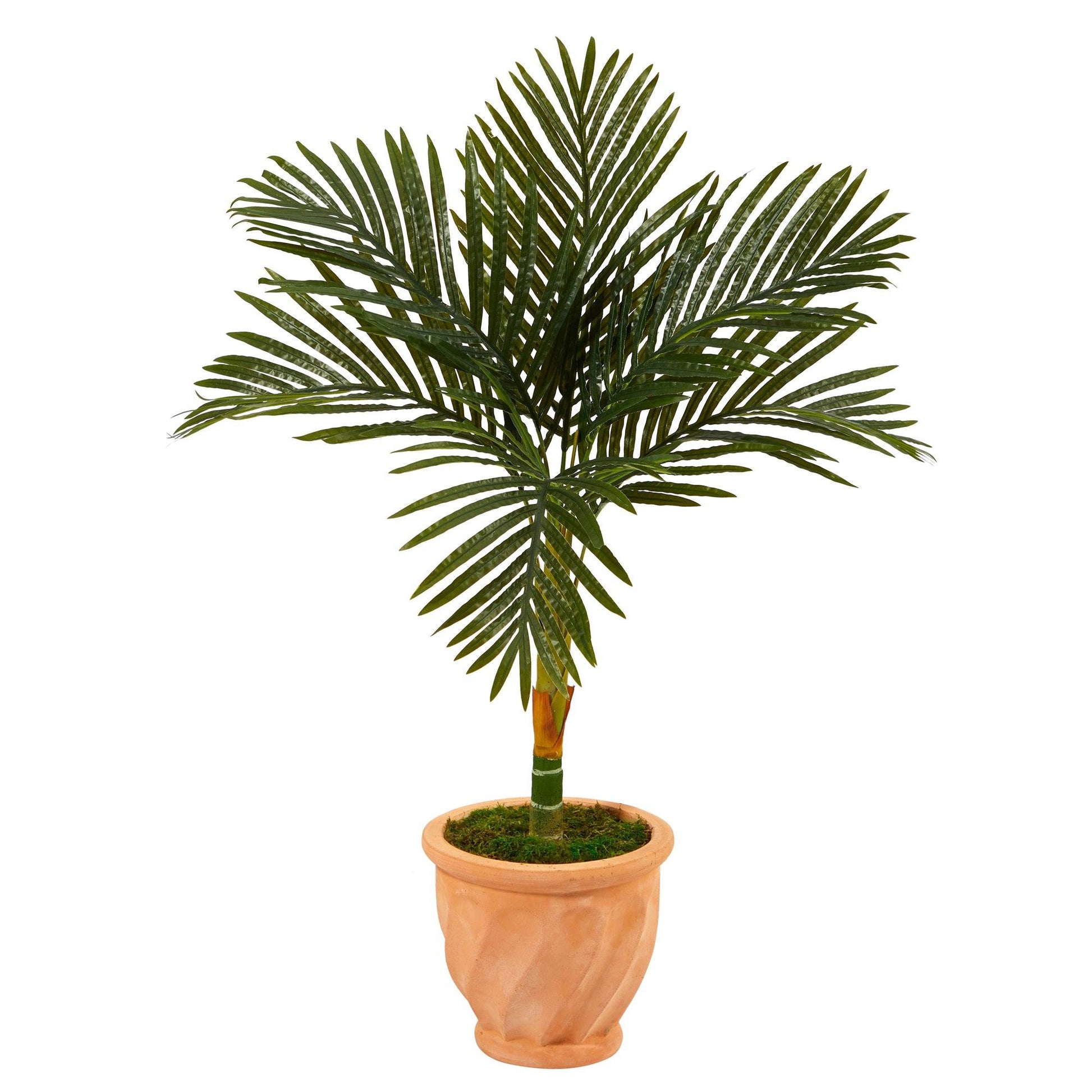 3.5’ Golden Cane Artificial Palm Tree in Terra-Cotta Planter - Tampa Home & Garden Store