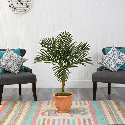 3.5’ Golden Cane Artificial Palm Tree in Terra-Cotta Planter - Tampa Home & Garden Store