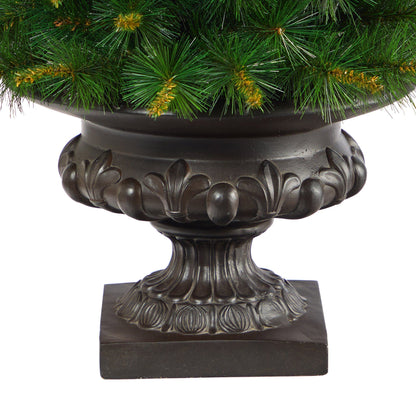 3.5’ New England Pine Artificial Christmas Tree with 50 Clear Lights and 117 Bendable Branches in Iron Colored Urn - Tampa Home & Garden Store