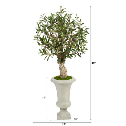 3.5’ Olive Artificial Tree in Sand Colored Urn - Tampa Home & Garden Store