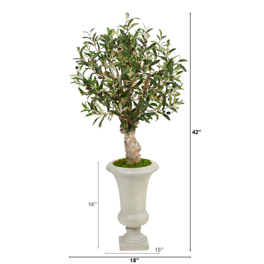 3.5’ Olive Artificial Tree in Sand Colored Urn - Tampa Home & Garden Store