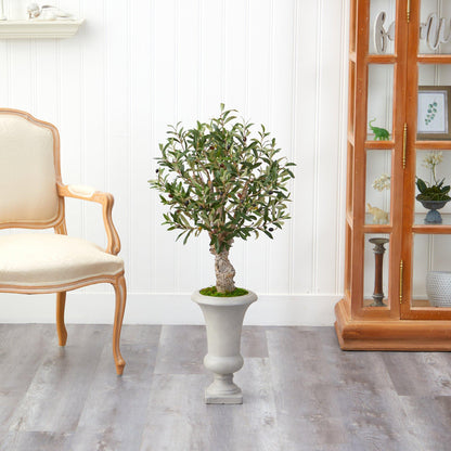 3.5’ Olive Artificial Tree in Sand Colored Urn - Tampa Home & Garden Store