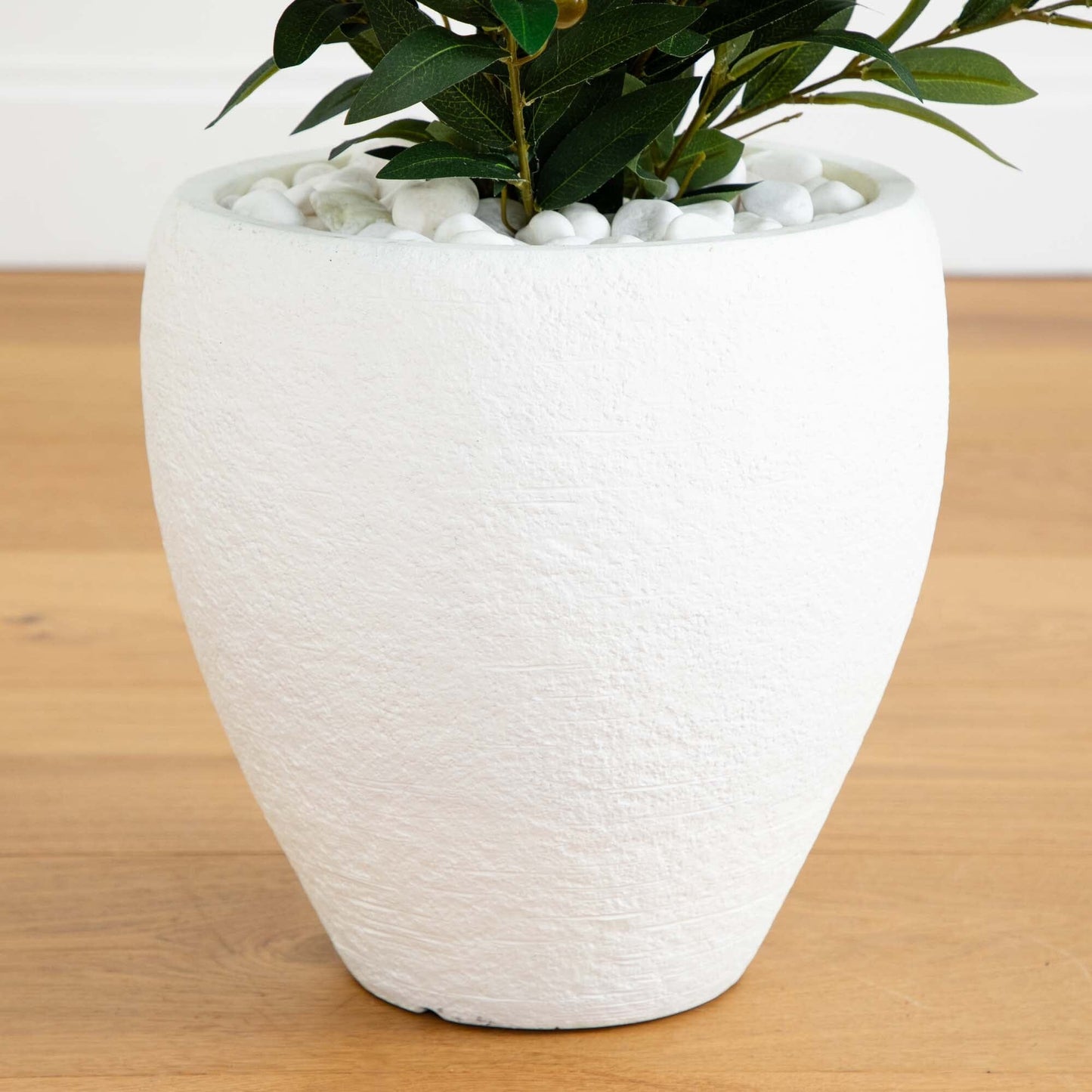 3.5’ Olive Cone Topiary Artificial Tree in White Planter (Indoor/Outdoor) - Tampa Home & Garden Store