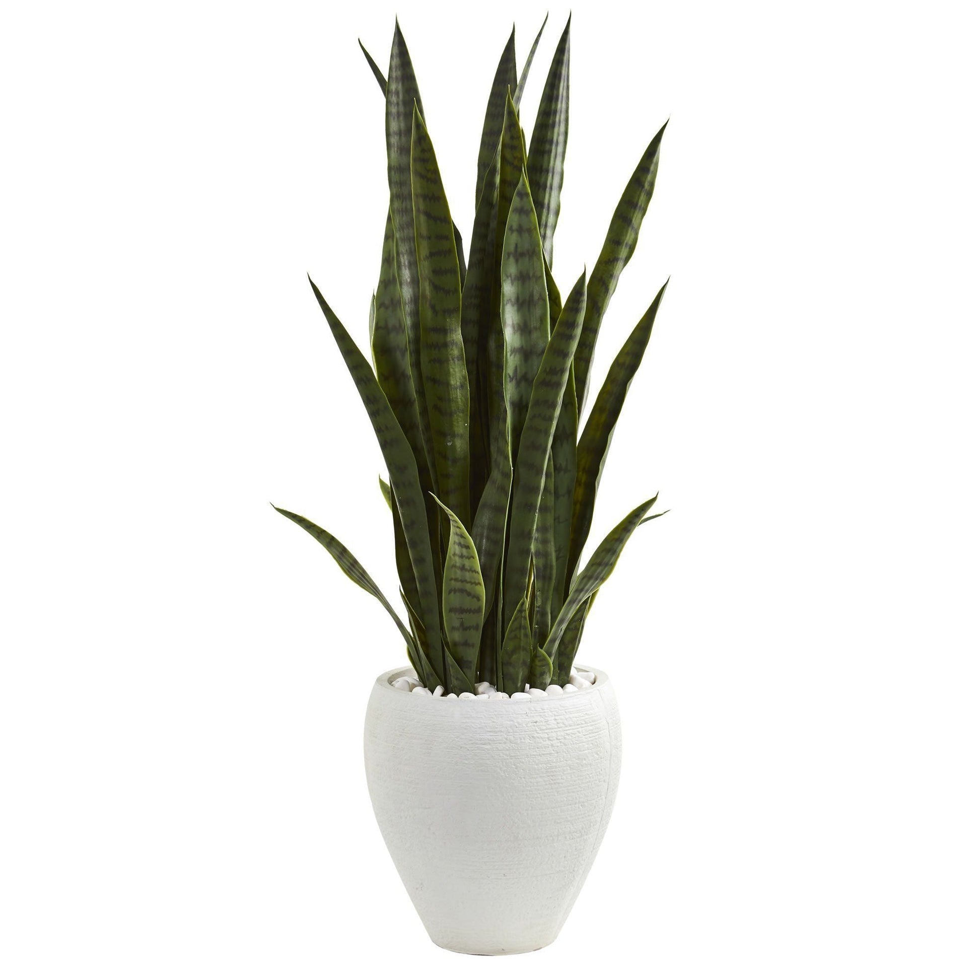 3.5’ Sansevieria Artificial Plant in White Planter - Tampa Home & Garden Store
