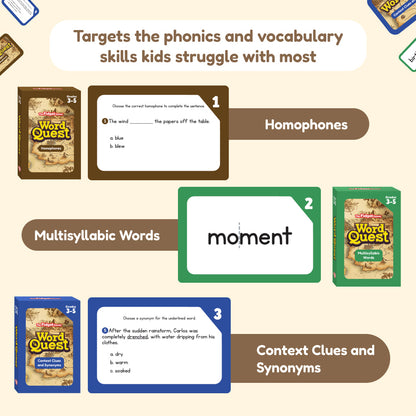 Word Quest flash cards by The Fidget Games; homophones, multisyllabic words & context clues grades 3–5 on Tampa Home & Garden Store