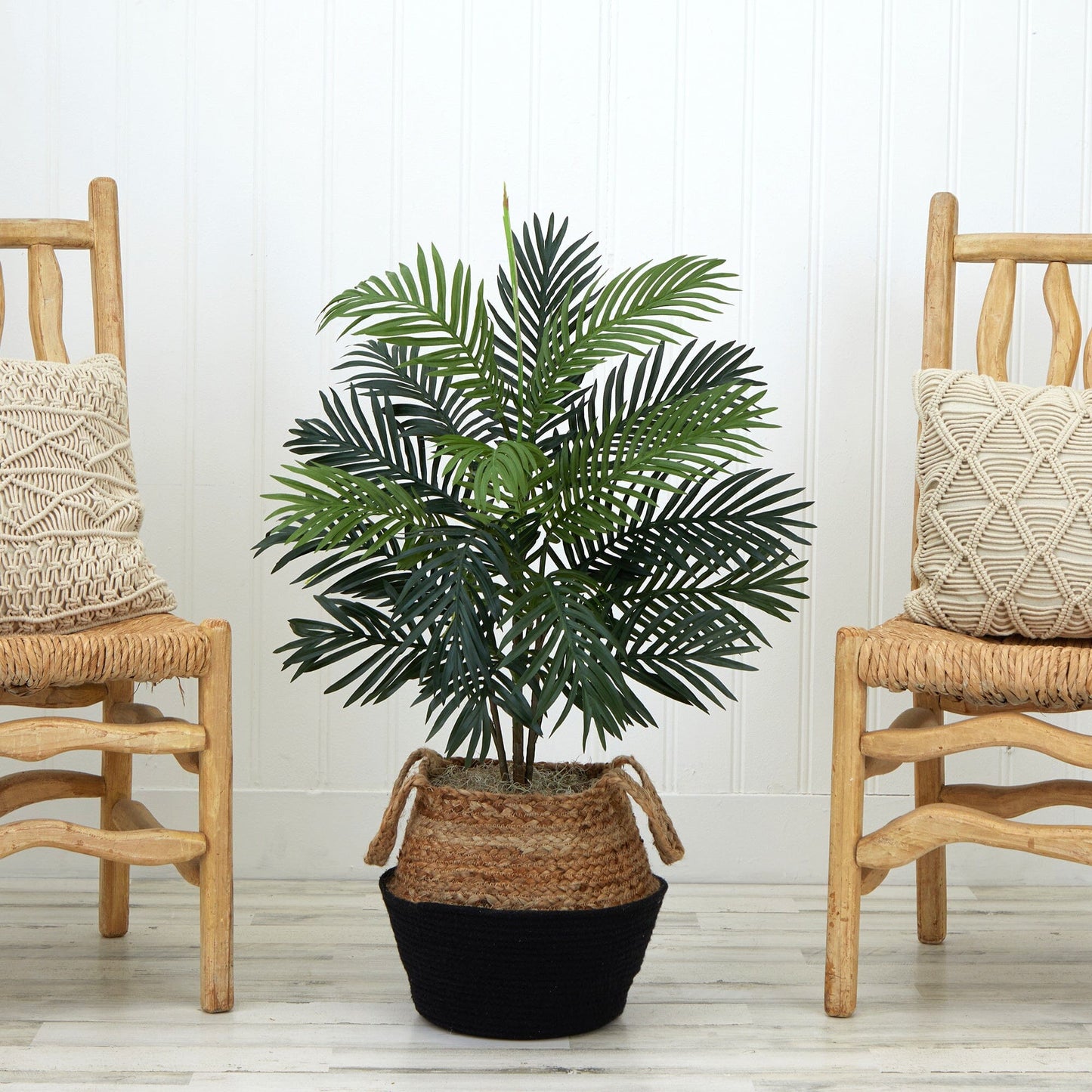 3' Artificial Areca Palm Tree with  Handmade Jute & Cotton Basket DIY KIT - Tampa Home & Garden Store