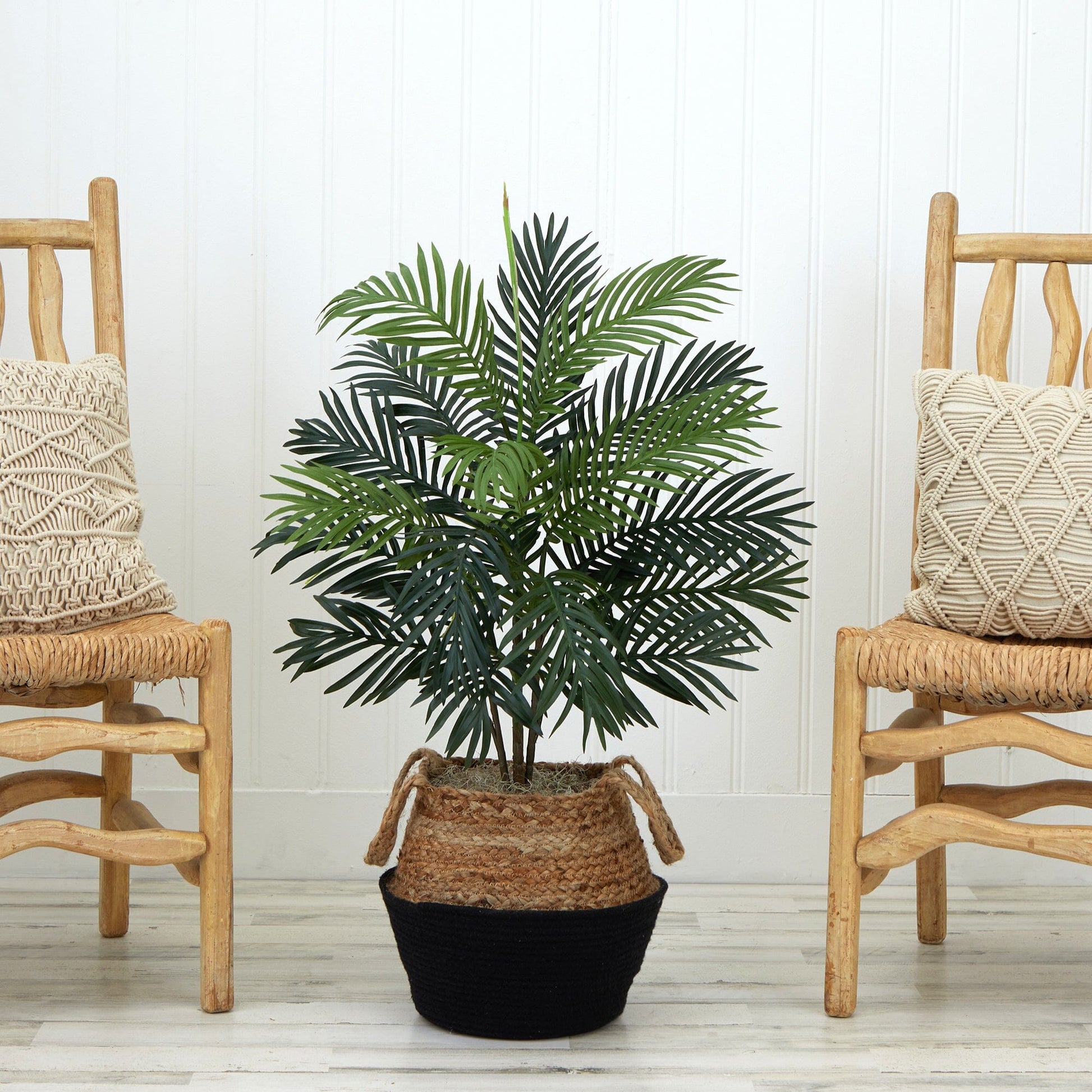 3' Artificial Areca Palm Tree with  Handmade Jute & Cotton Basket DIY KIT - Tampa Home & Garden Store