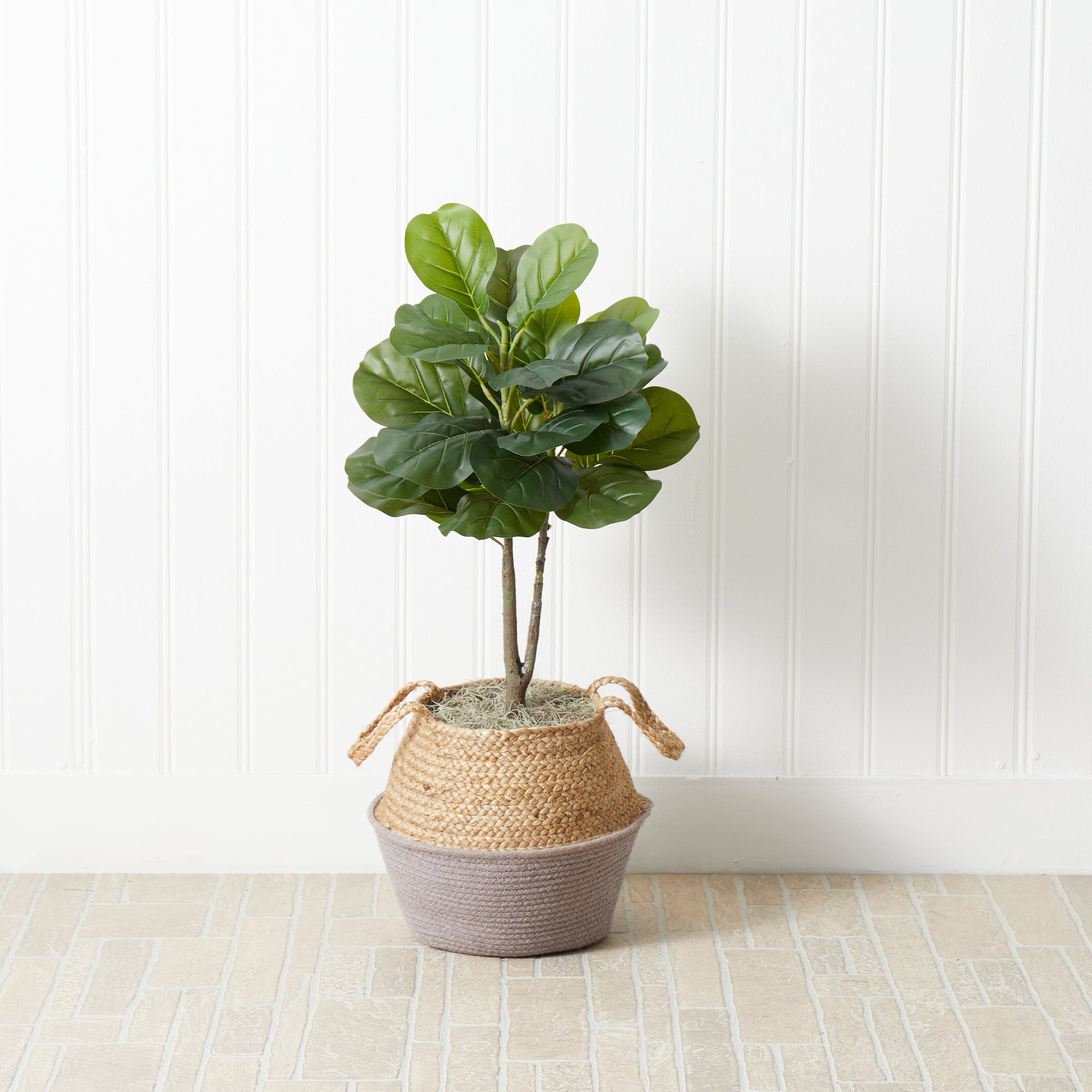 3' Artificial Fiddle Leaf Fig Tree with Handmade Cotton & Jute Woven Basket DIY Kit - Tampa Home & Garden Store