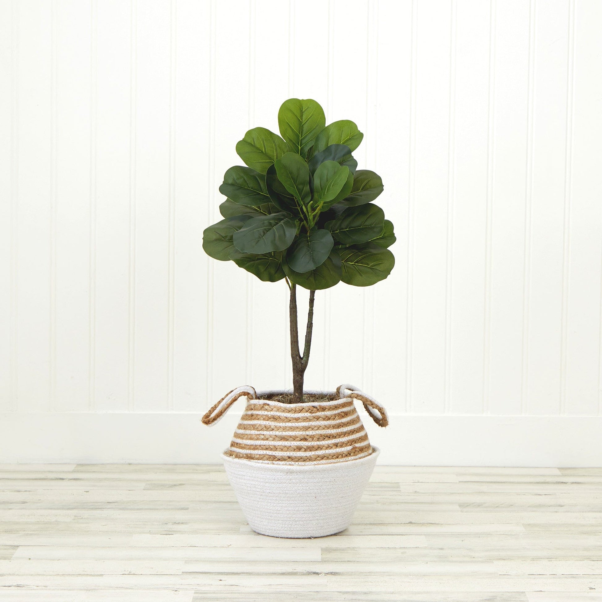 3' Artificial Fiddle Leaf Fig Tree with Handmade Cotton & Jute Woven Basket DIY Kit - Tampa Home & Garden Store