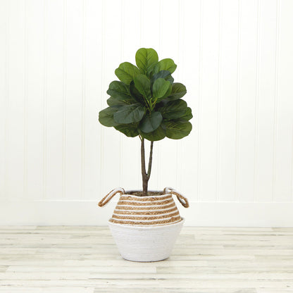 3' Artificial Fiddle Leaf Fig Tree with Handmade Cotton & Jute Woven Basket DIY Kit - Tampa Home & Garden Store