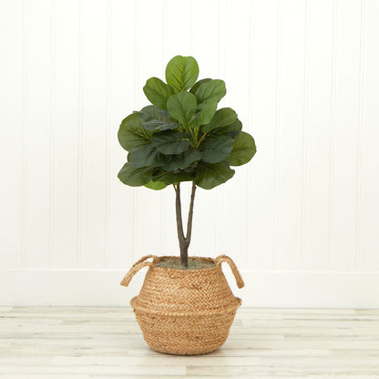 3' Artificial Fiddle Leaf Fig Tree with Handmade Cotton & Jute Woven Basket DIY Kit - Tampa Home & Garden Store