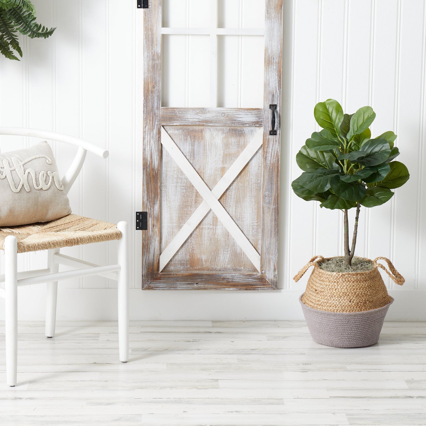 3' Artificial Fiddle Leaf Fig Tree with Handmade Cotton & Jute Woven Basket DIY Kit - Tampa Home & Garden Store