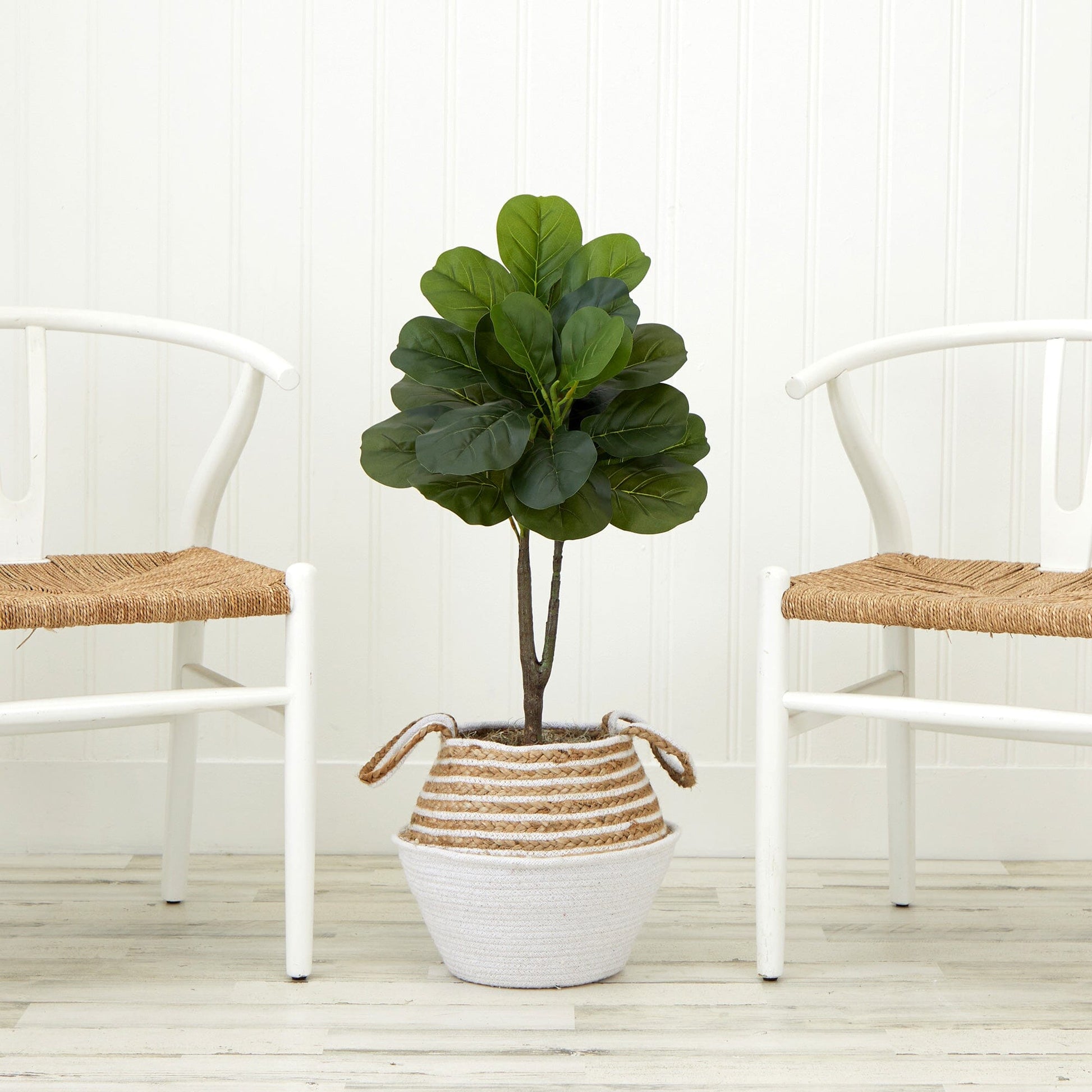 3' Artificial Fiddle Leaf Fig Tree with Handmade Cotton & Jute Woven Basket DIY Kit - Tampa Home & Garden Store